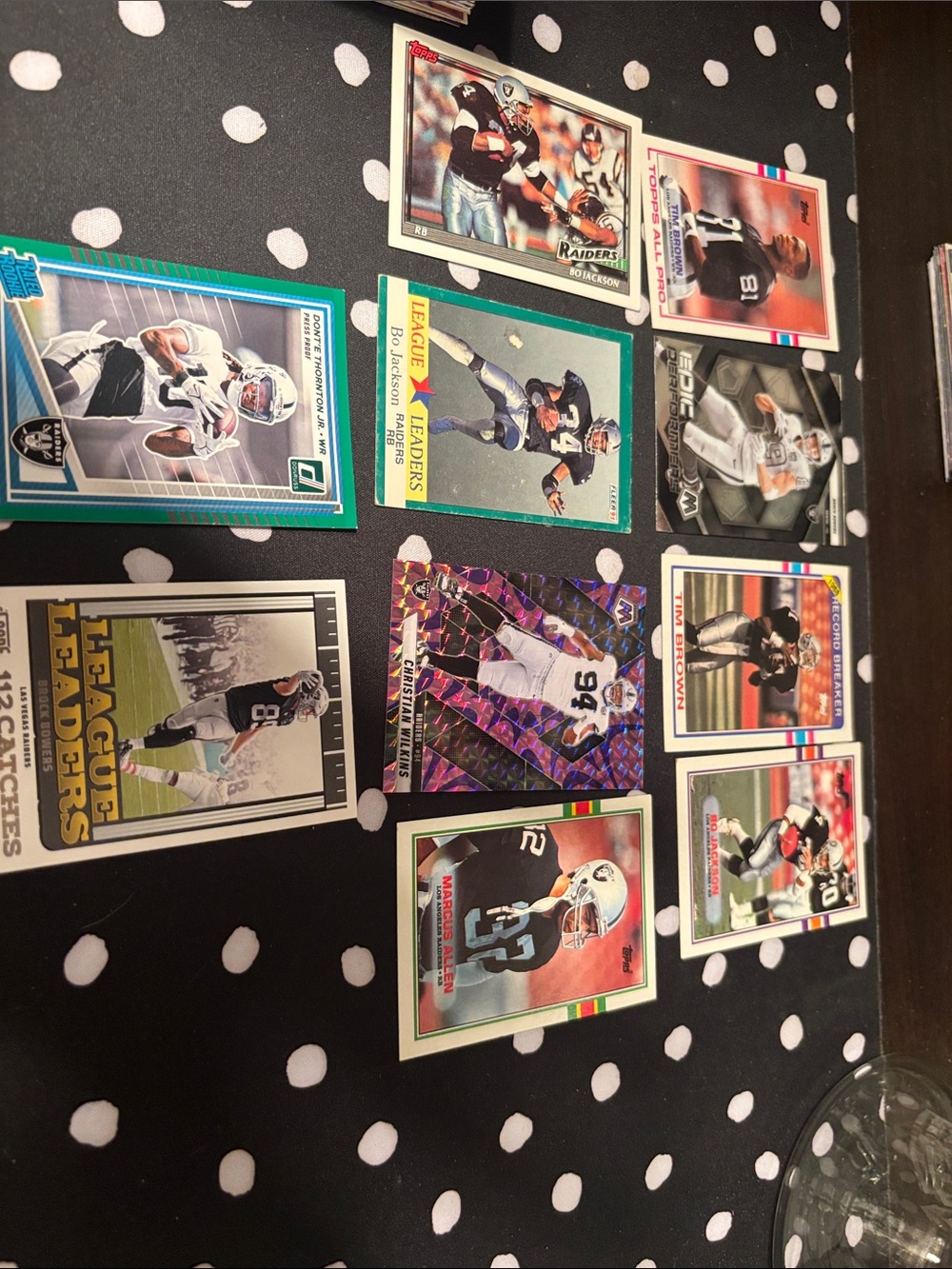 Football Trading Card Collector Set - Black Polka Dot Display